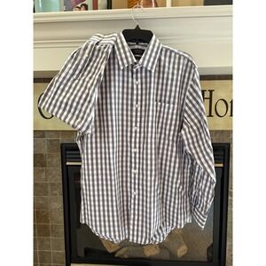 Nordstrom Men Wrinkle Free Gingham Button Down Shirt Traditional Fit Long Sleeve